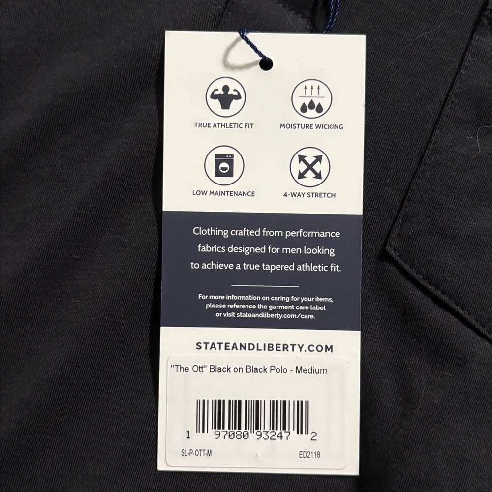 NWT State & Liberty “The Ott” Black Polo - Picture 5 of 5
